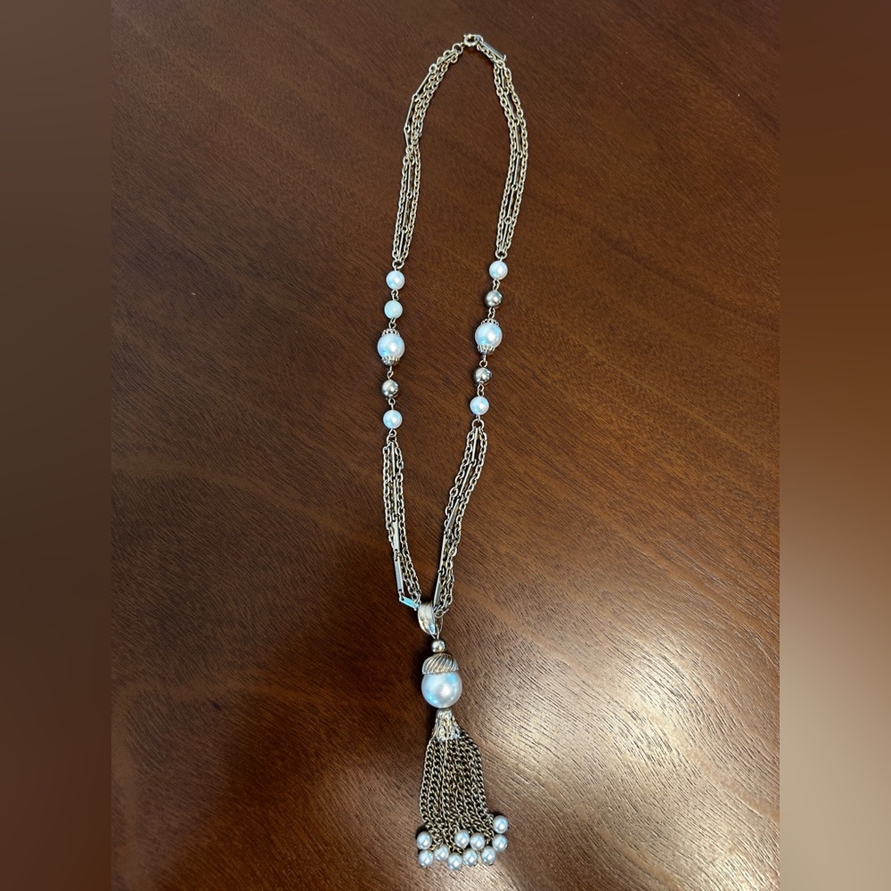 Vintage Gold Tone Beaded Tassel Necklace - Women’s Jewelry
